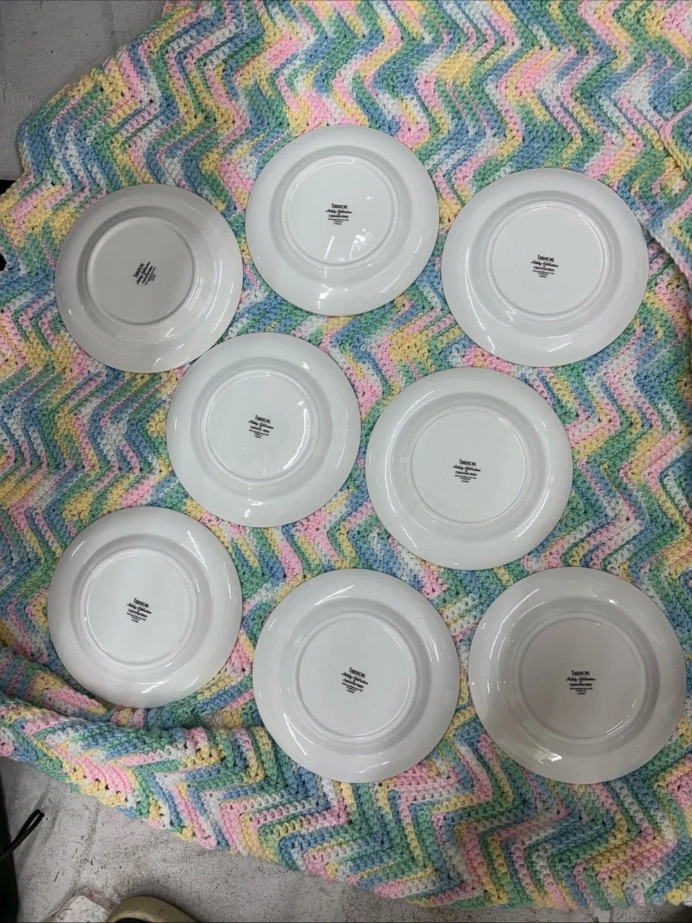 Christopher Radko set of 8 holiday celebrations Christmas tree salad plates
